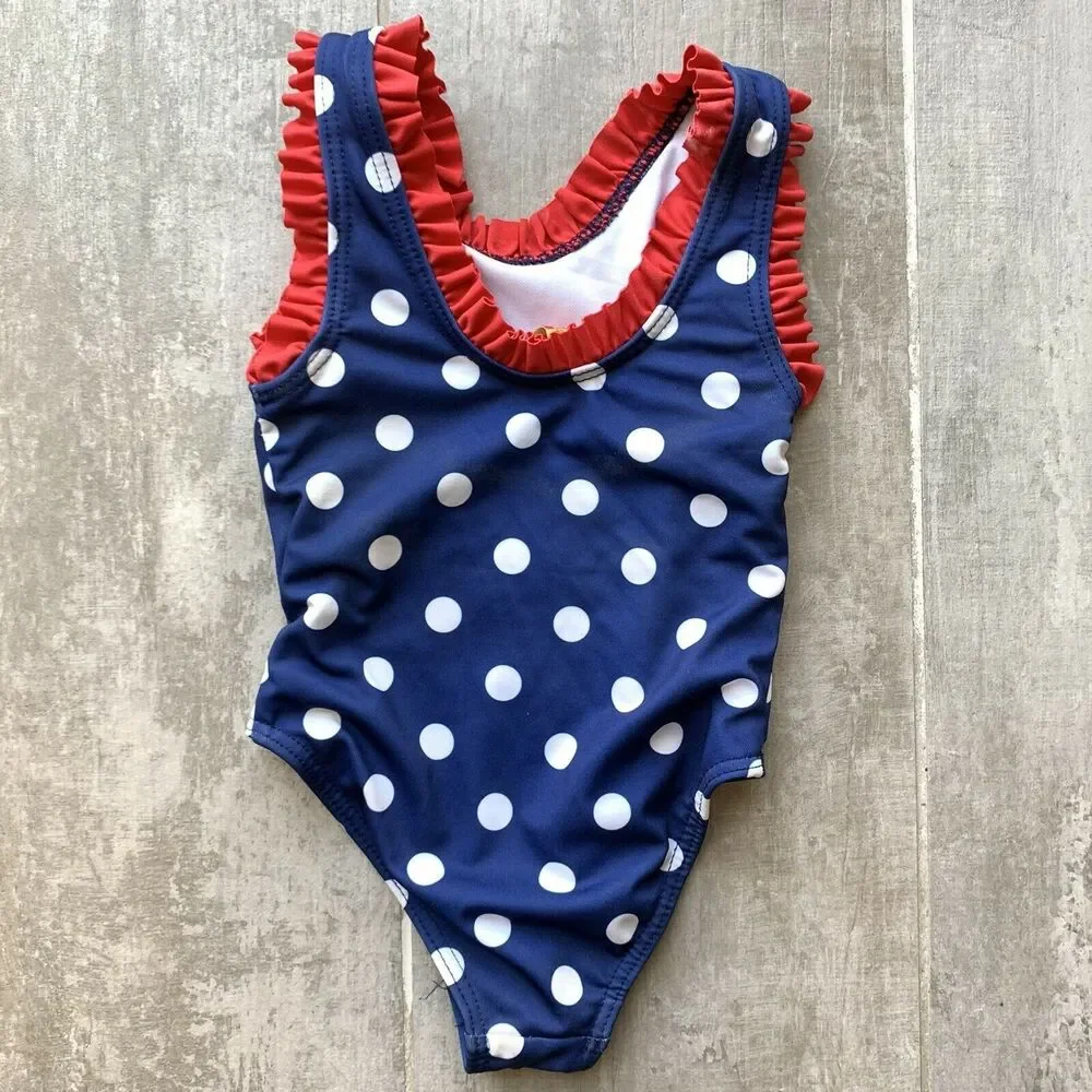 PENELOPE MACK Toddler Girls Polka Dot Swimsuit Anchor American Flag 4th 18M
